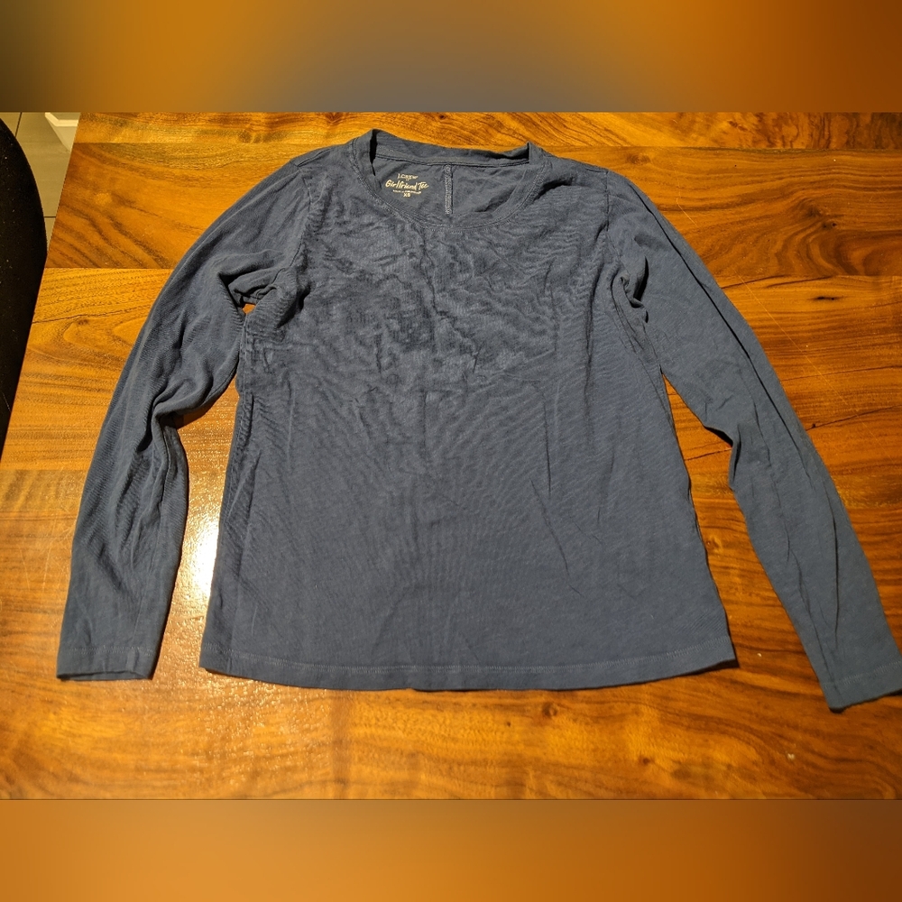 J. Crew - Long-Sleeve Crewneck Girlfriend Tee Shirt AS893 | Blue | Size XS - Picture 4 of 6
